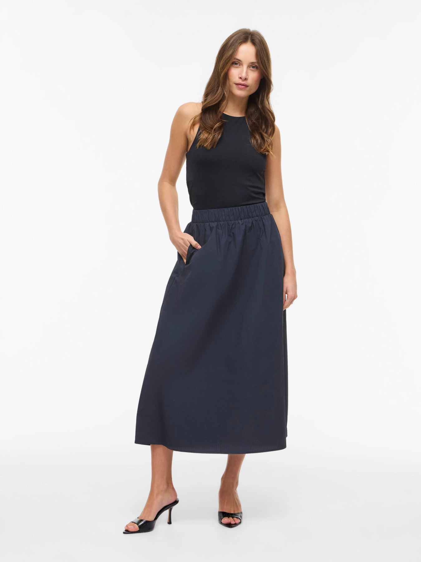 Cotton Ankle Skirt - Grey, Blue or Black