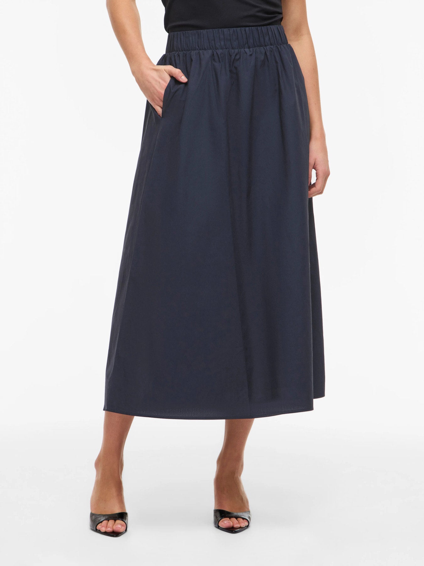 Cotton Ankle Skirt - Grey, Blue or Black