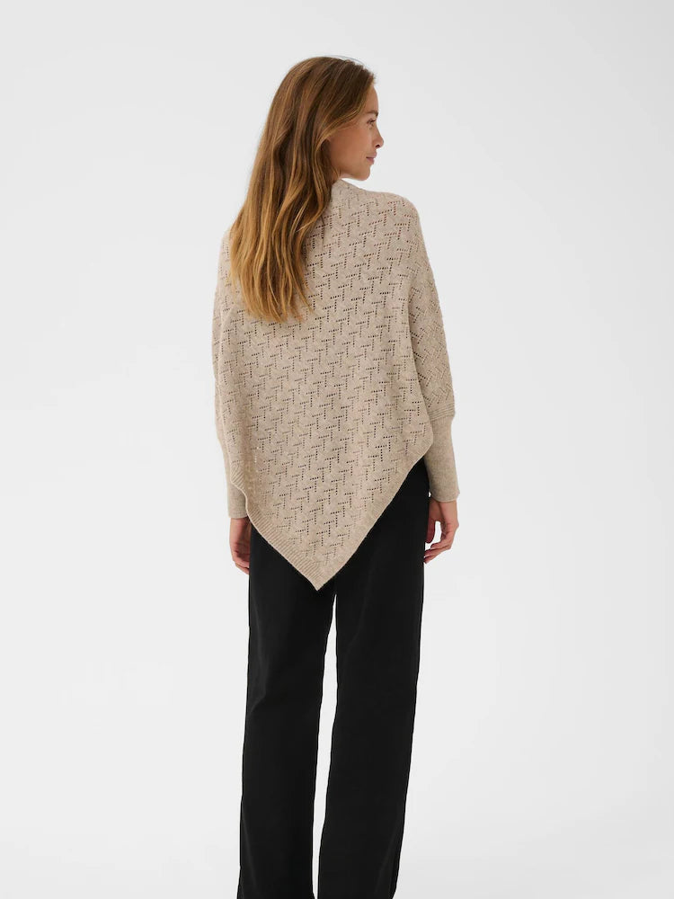 V Neck Long Sleeve Ponchco - Three Colours