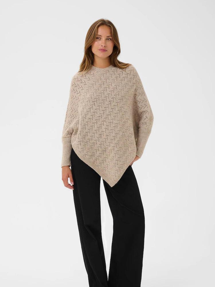 V Neck Long Sleeve Ponchco - Three Colours