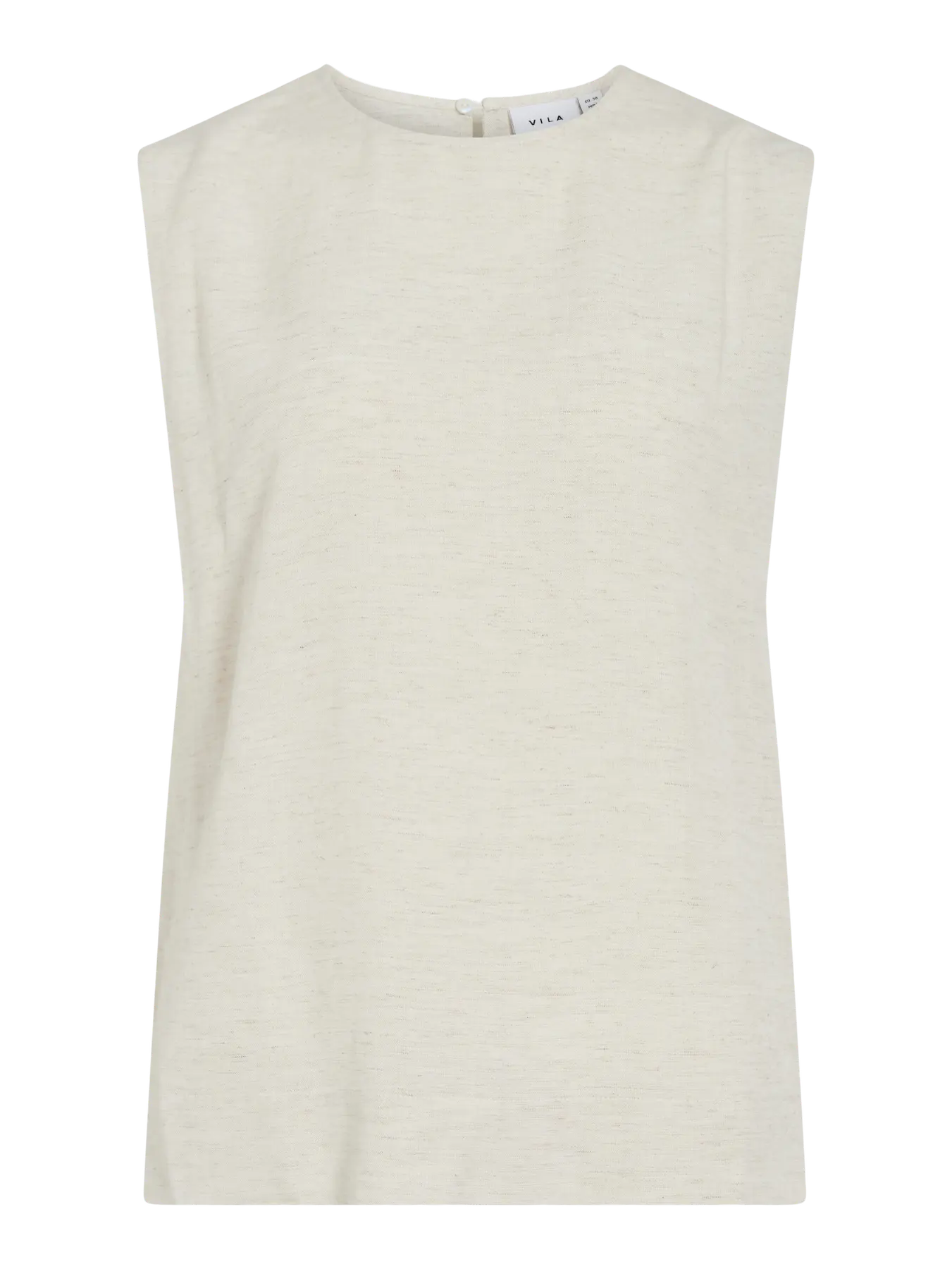Sleeveless Linen Mix Shell Top - Oatmeal or Brown