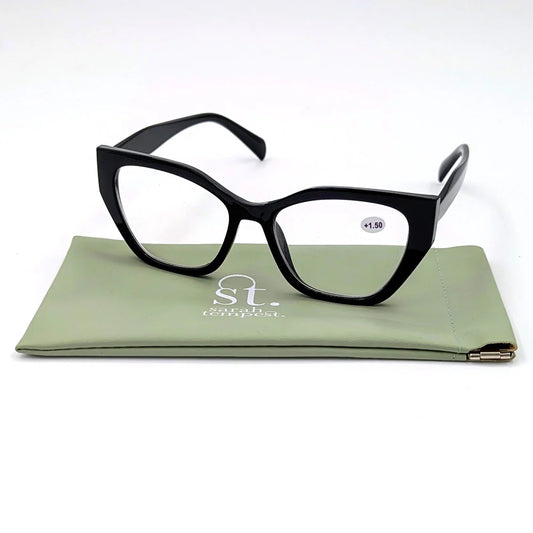 Black Arty Square Framed Reading Glasses