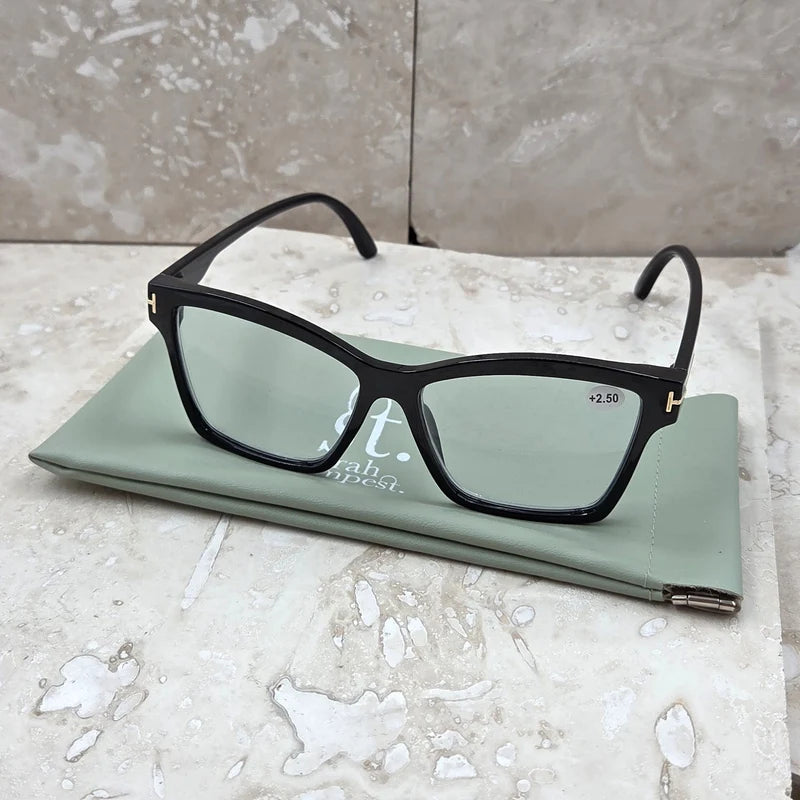 Black semi cats eye style reading glasses
