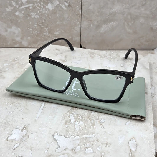 Black semi cats eye style reading glasses