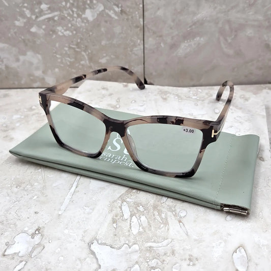 Nude tortoiseshell semi cats eye style reading glasses