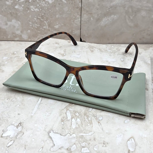 Tortoiseshell semi cats eye style reading glasses