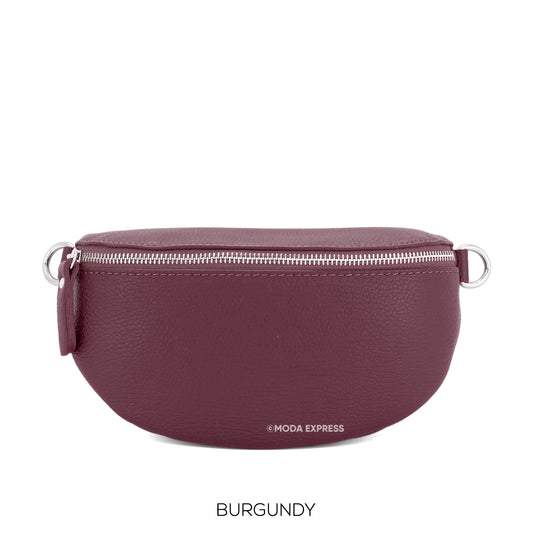 Leather Medium Bum Bag - Burgandy