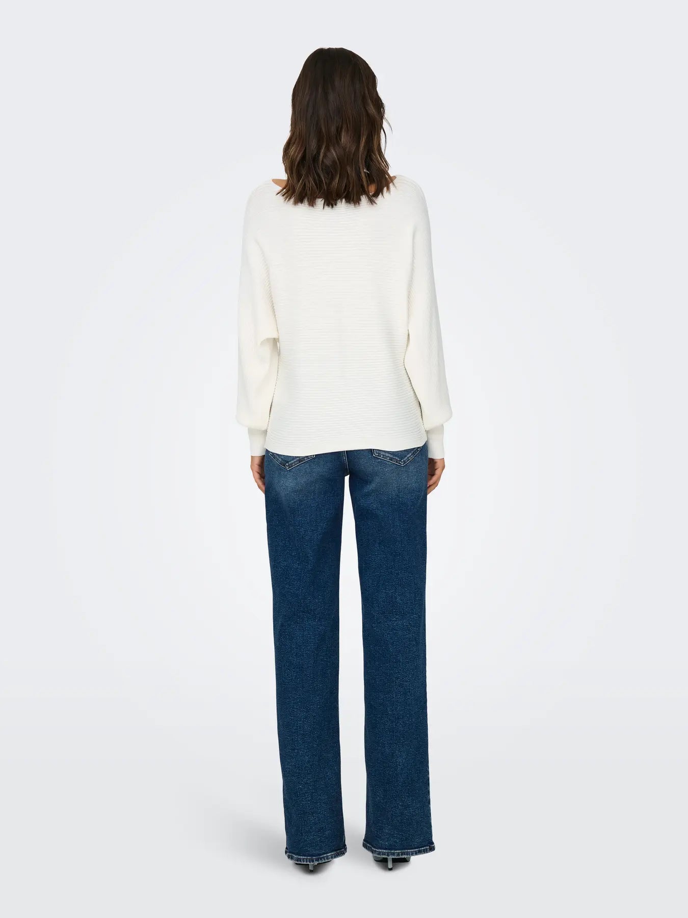 Boat Neck Batwing Sleeve Jumper - Ivory