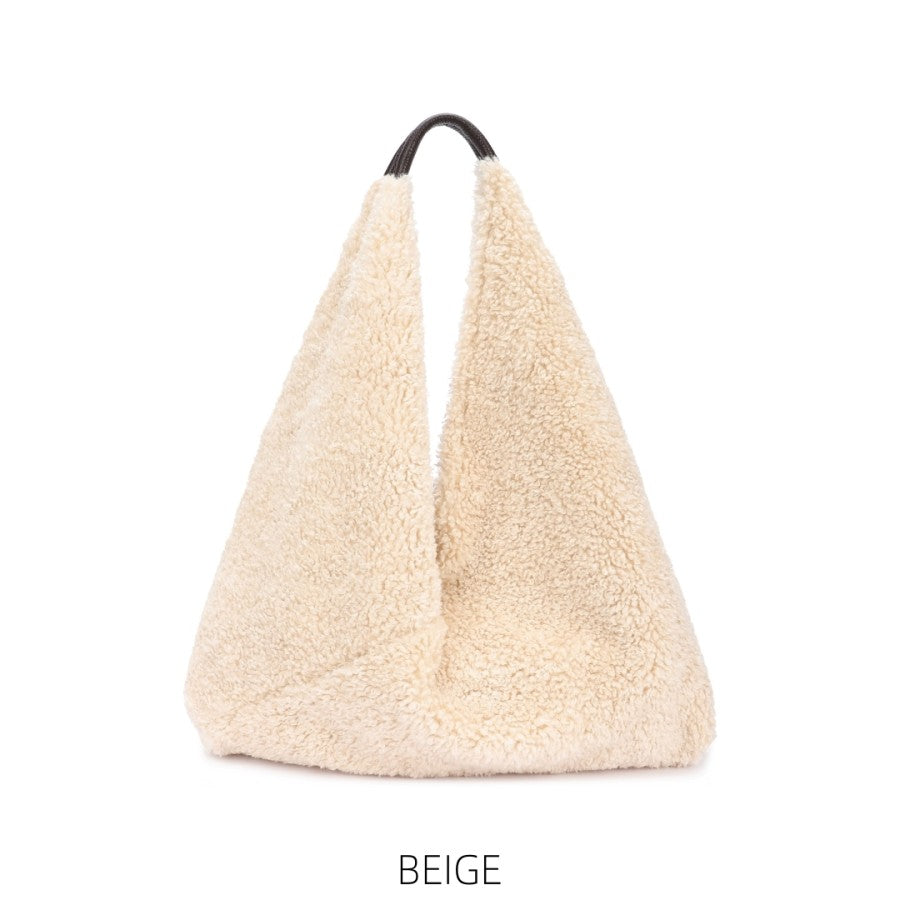 Teddy Hobo Bag - Beige / Black