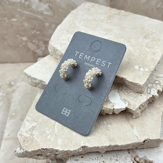 Crystal and pearl encrusted drop earrings