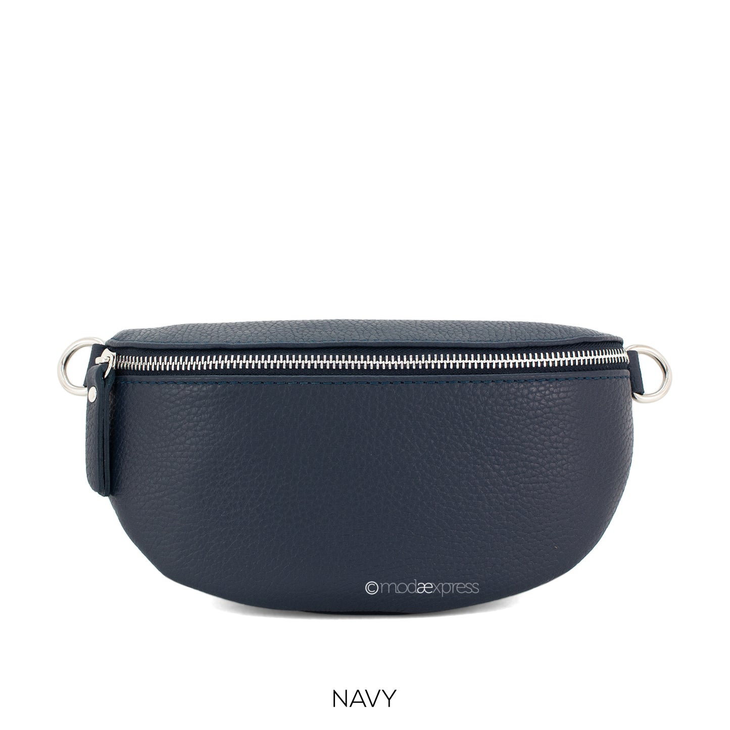 Leather Medium Bum Bag - Navy Blue