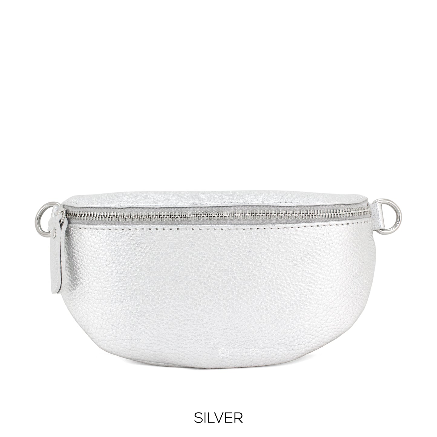 Leather Medium Bum Bag - Silver