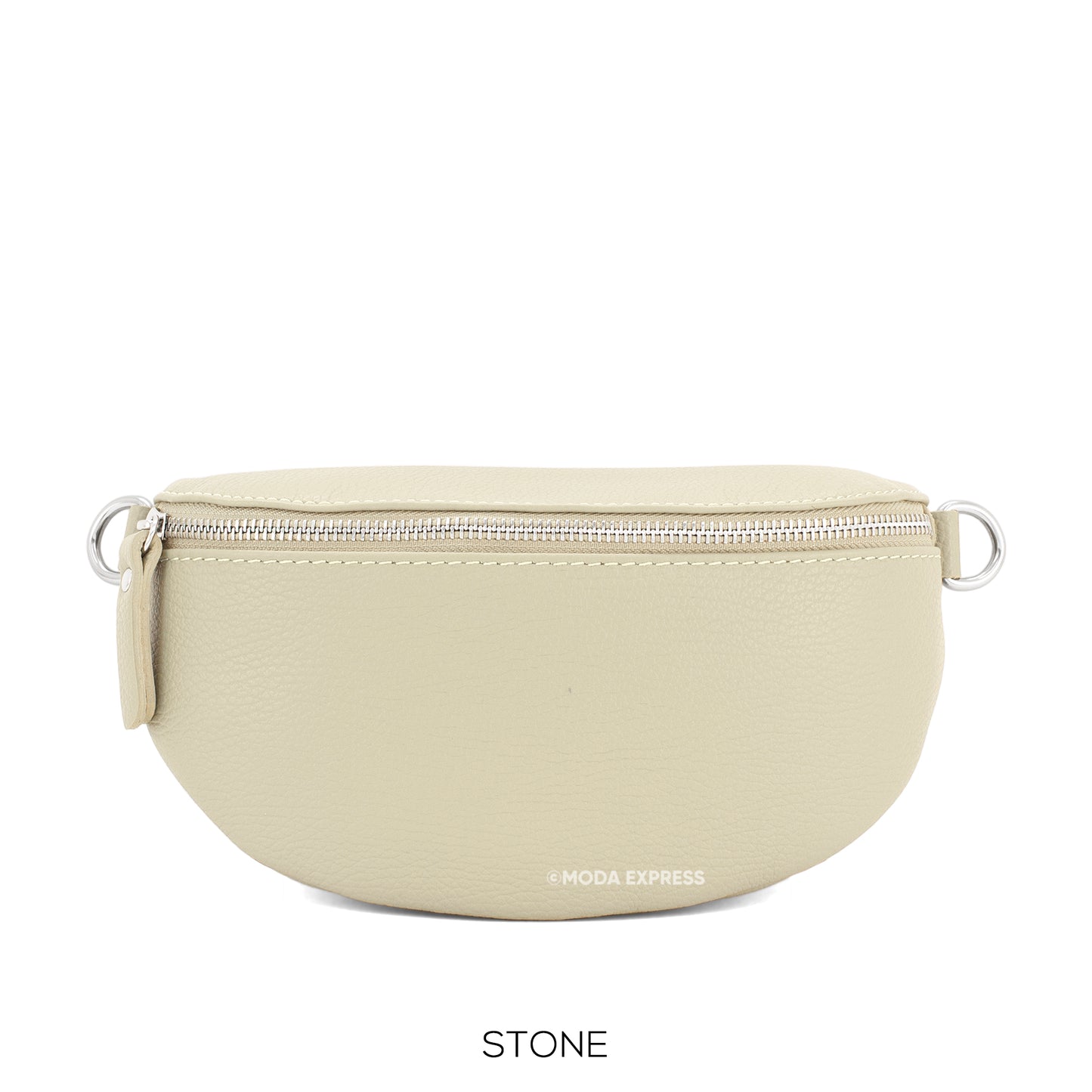 Leather Medium Bum Bag - Stone