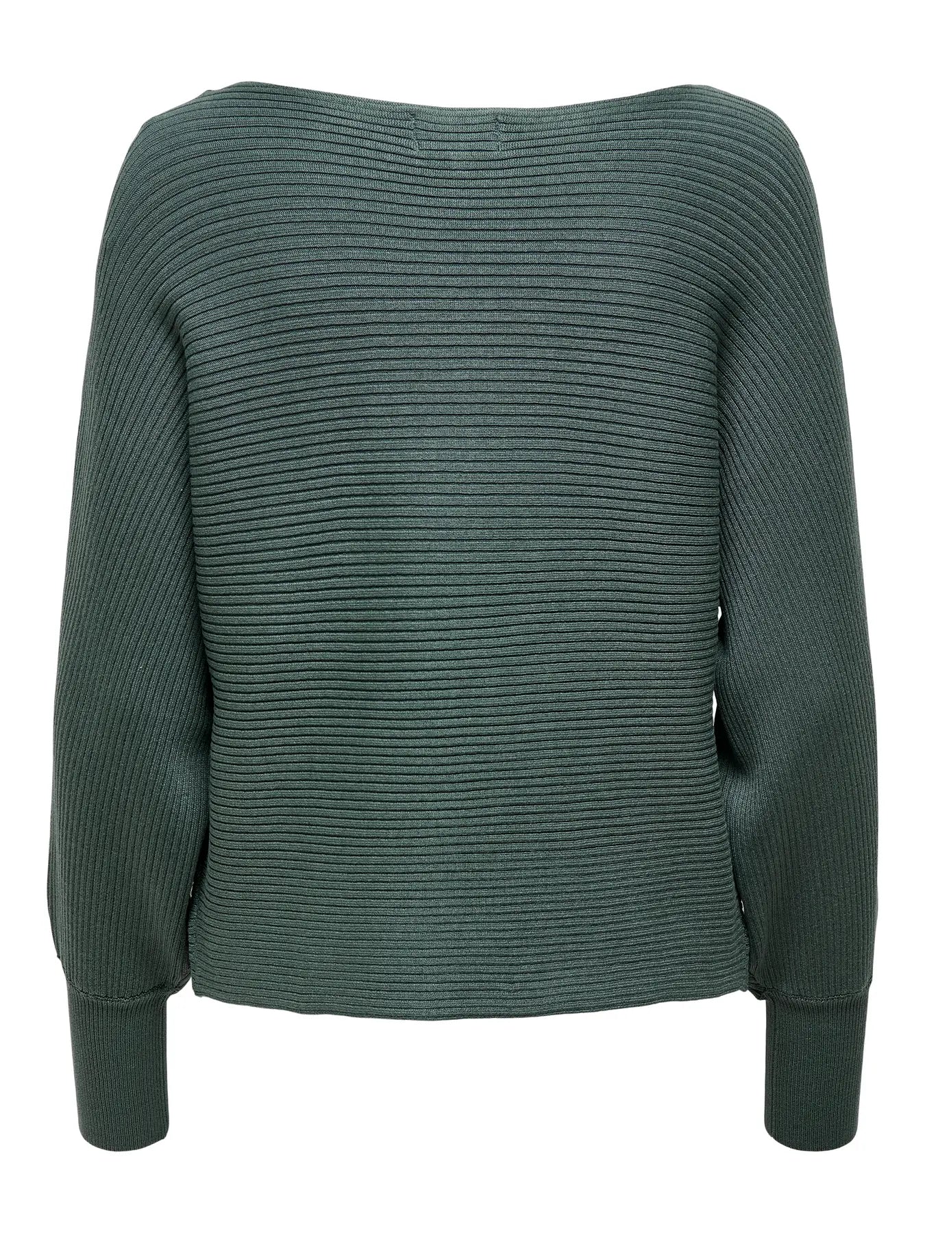 Boat Neck Batwing Sleeve Jumper - Green