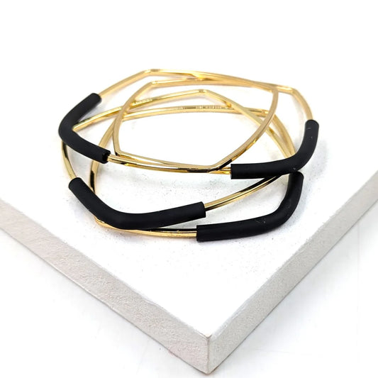 Gold Coloured Rounded Square Bangle