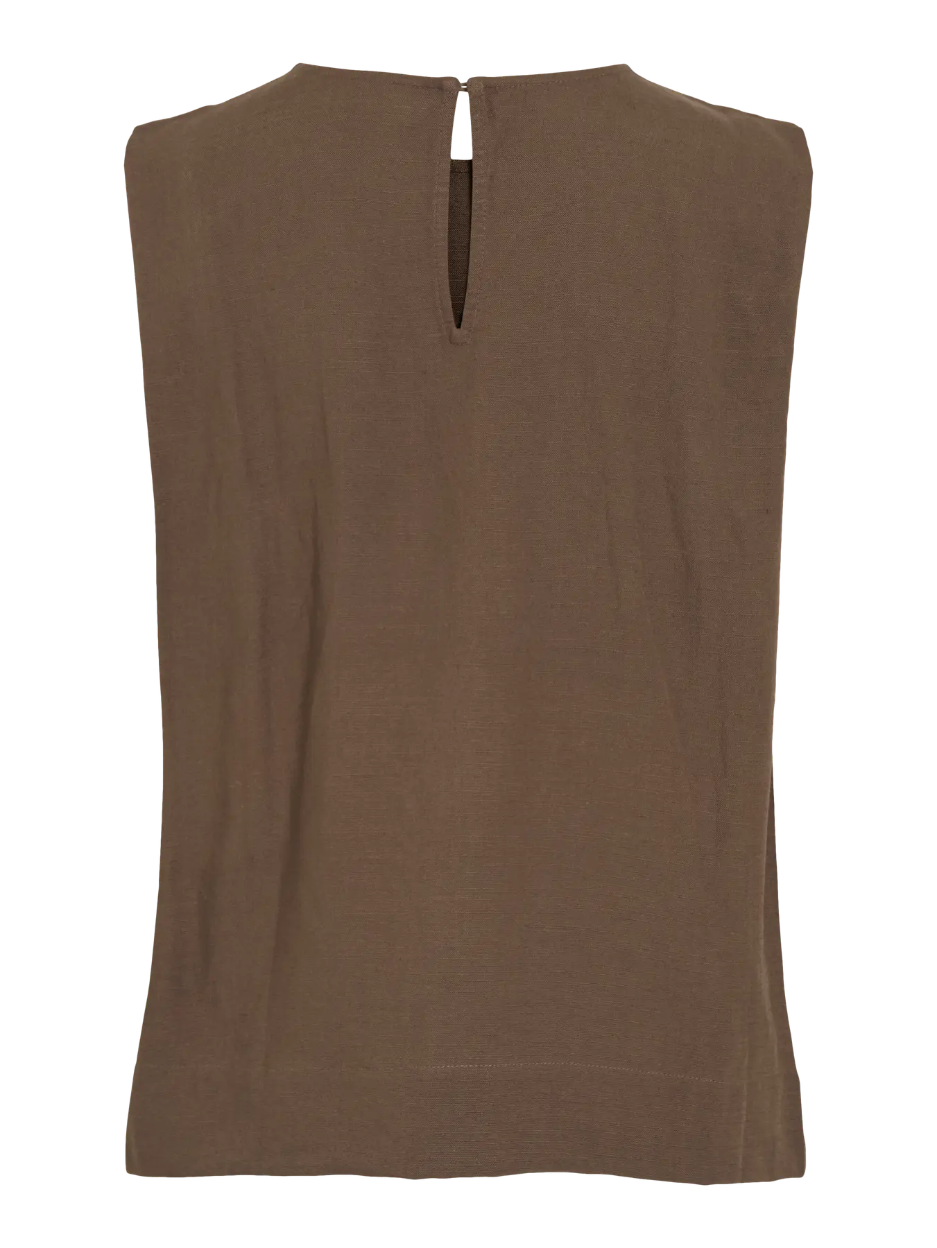 Sleeveless Linen Mix Shell Top - Oatmeal or Brown