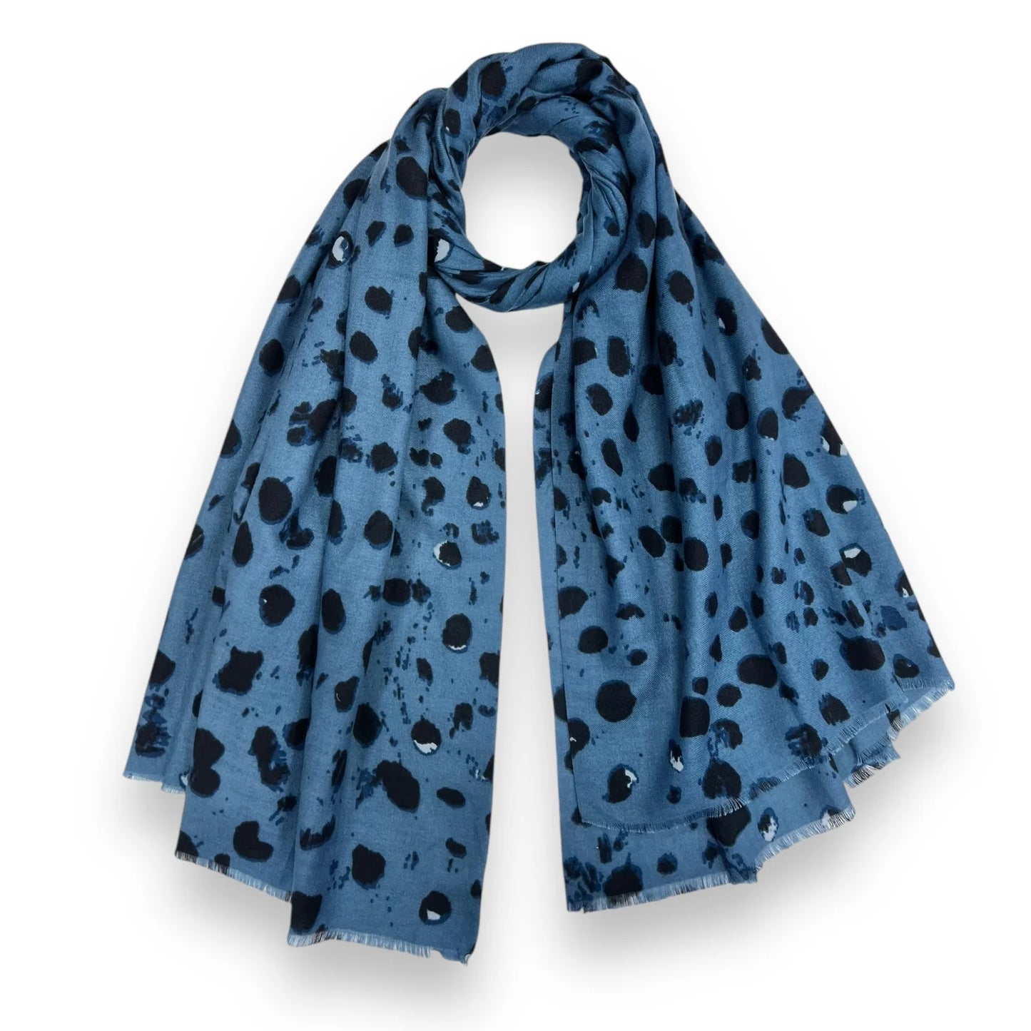 Spotty/Animal Print Scarf - Blue