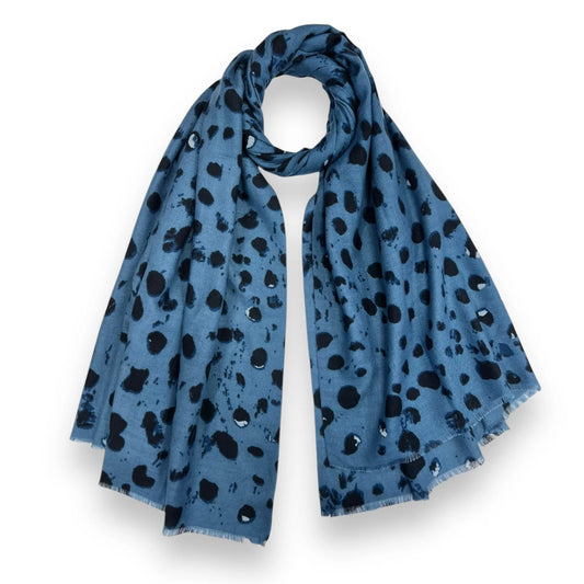 Spotty/Animal Print Scarf - Blue
