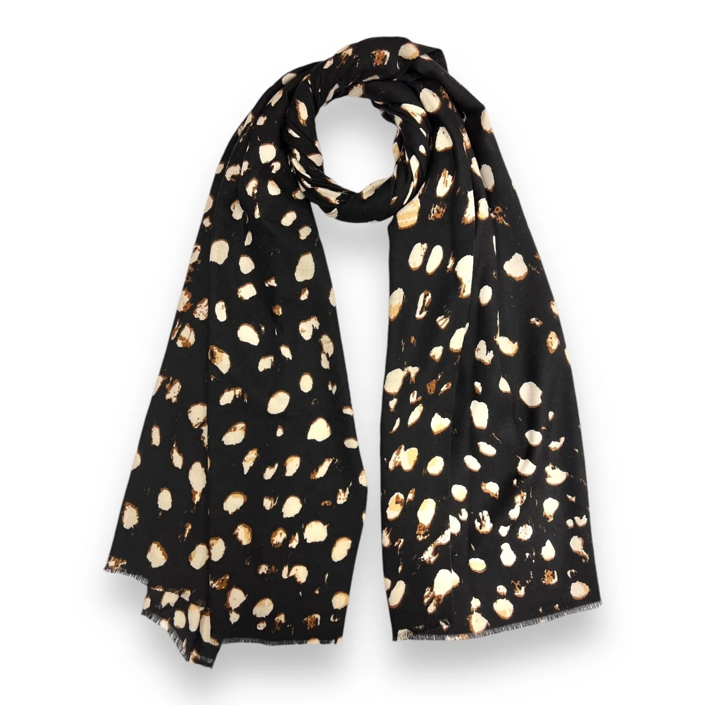 Spotty/Animal Print Scarf - Black