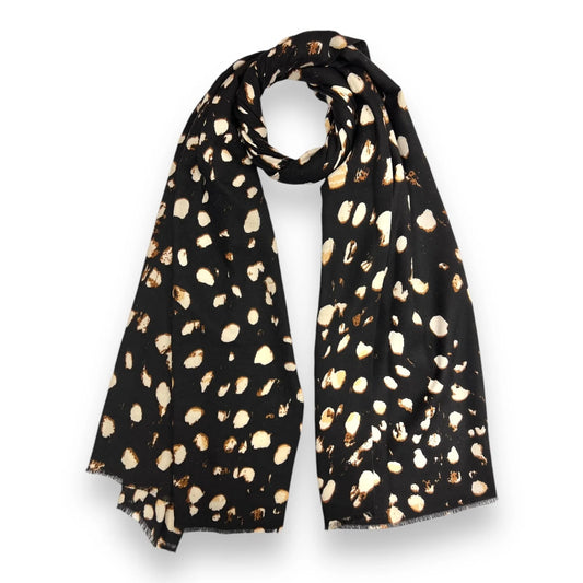 Spotty/Animal Print Scarf - Black