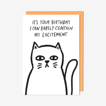 Greeting Card - Cat Barely Contain Excitement