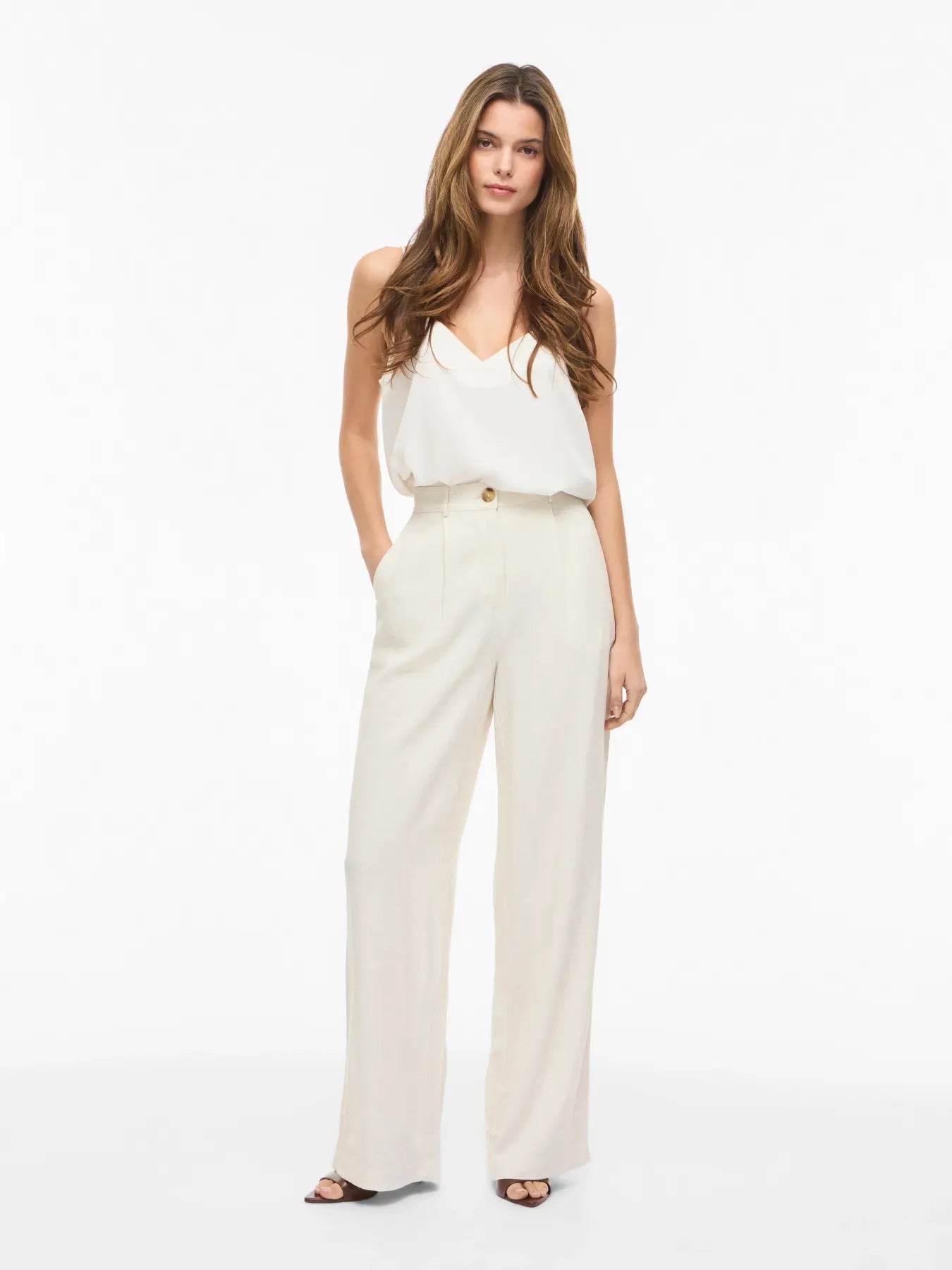 Linen Mix Trouser - Oatmeal or Brown