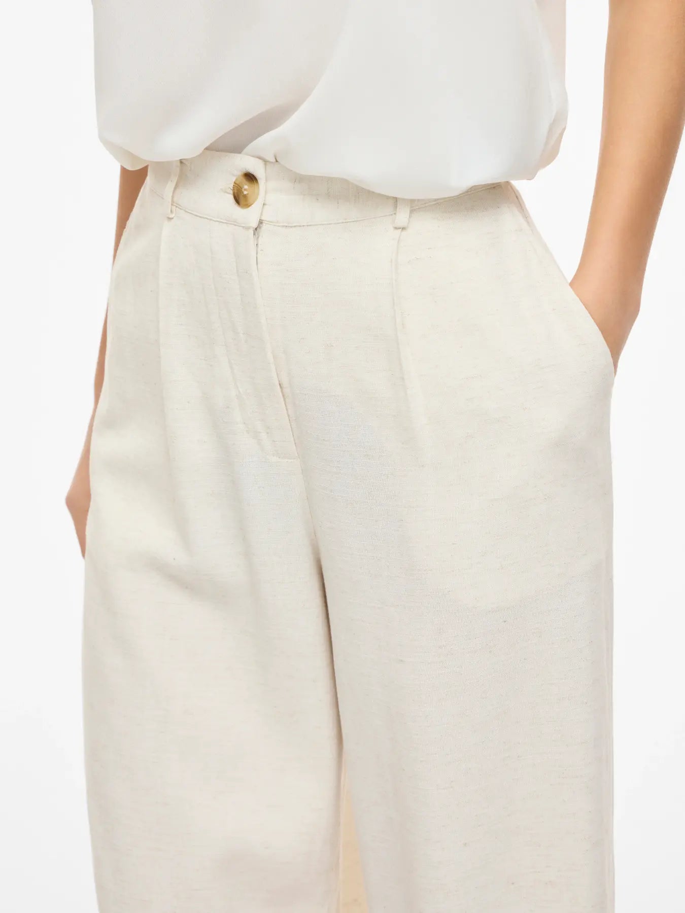 Linen Mix Trouser - Oatmeal or Brown