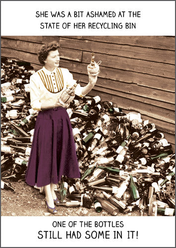 Greeting Card - State Of Her Recycling Bin