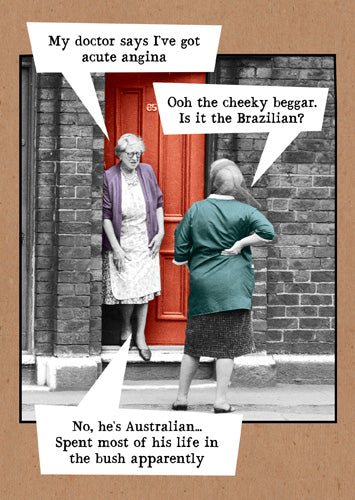 Greeting Card - Two Ladies On Doorstep Acute Angina