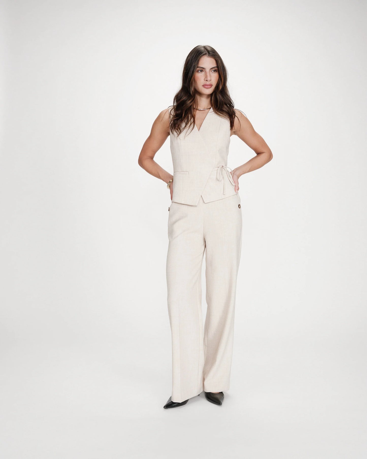 Tailored V Neck Waistcoat - Oatmeal or Black