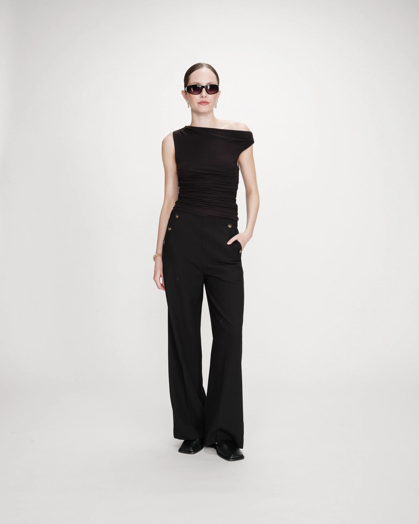 Tailored Wide Leg Trousers - Oatmeal or Black