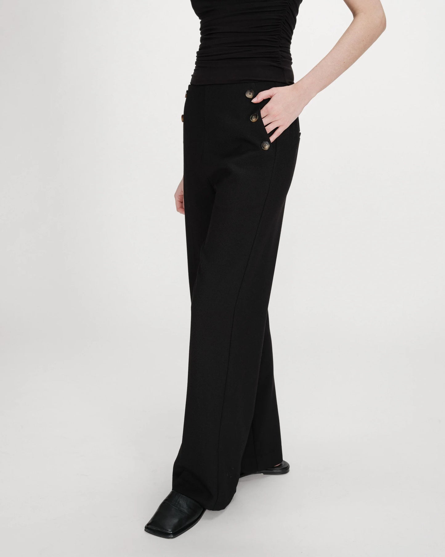 Tailored Wide Leg Trousers - Oatmeal or Black