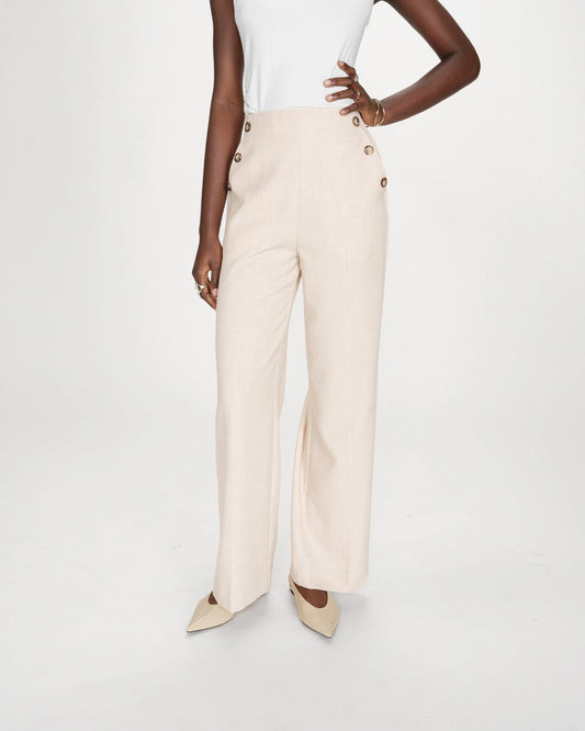 Tailored Wide Leg Trousers - Oatmeal or Black