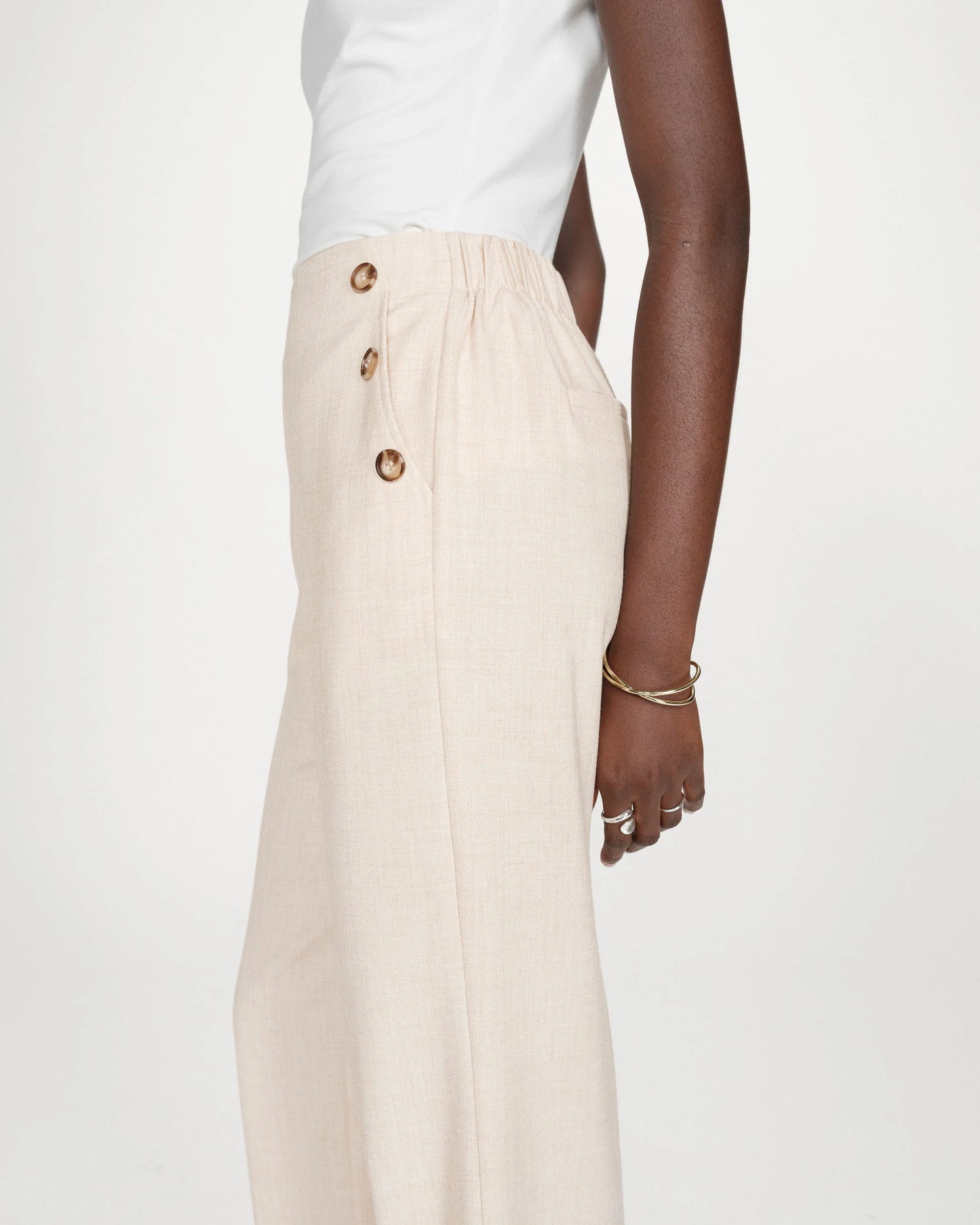 Tailored Wide Leg Trousers - Oatmeal or Black