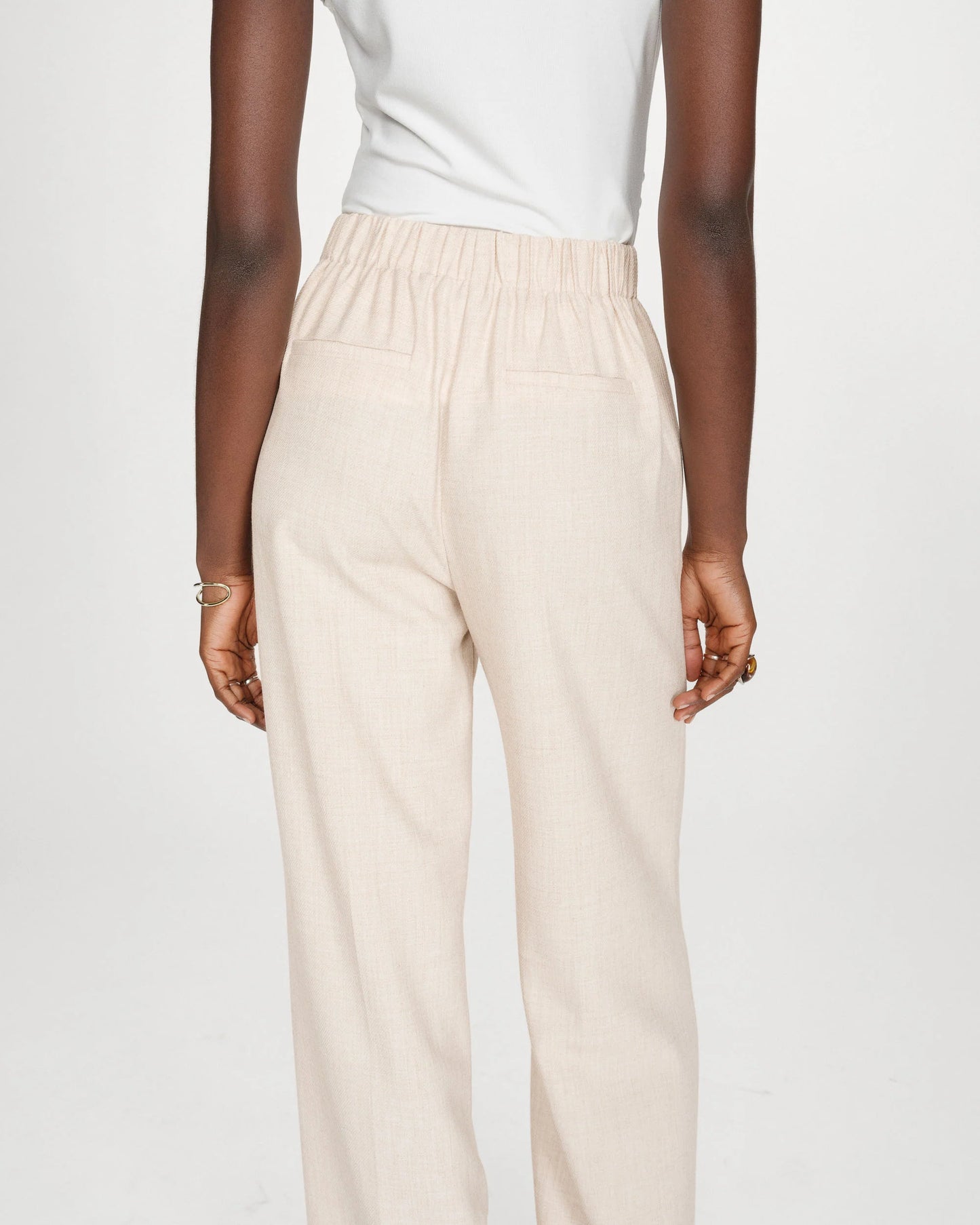 Tailored Wide Leg Trousers - Oatmeal or Black