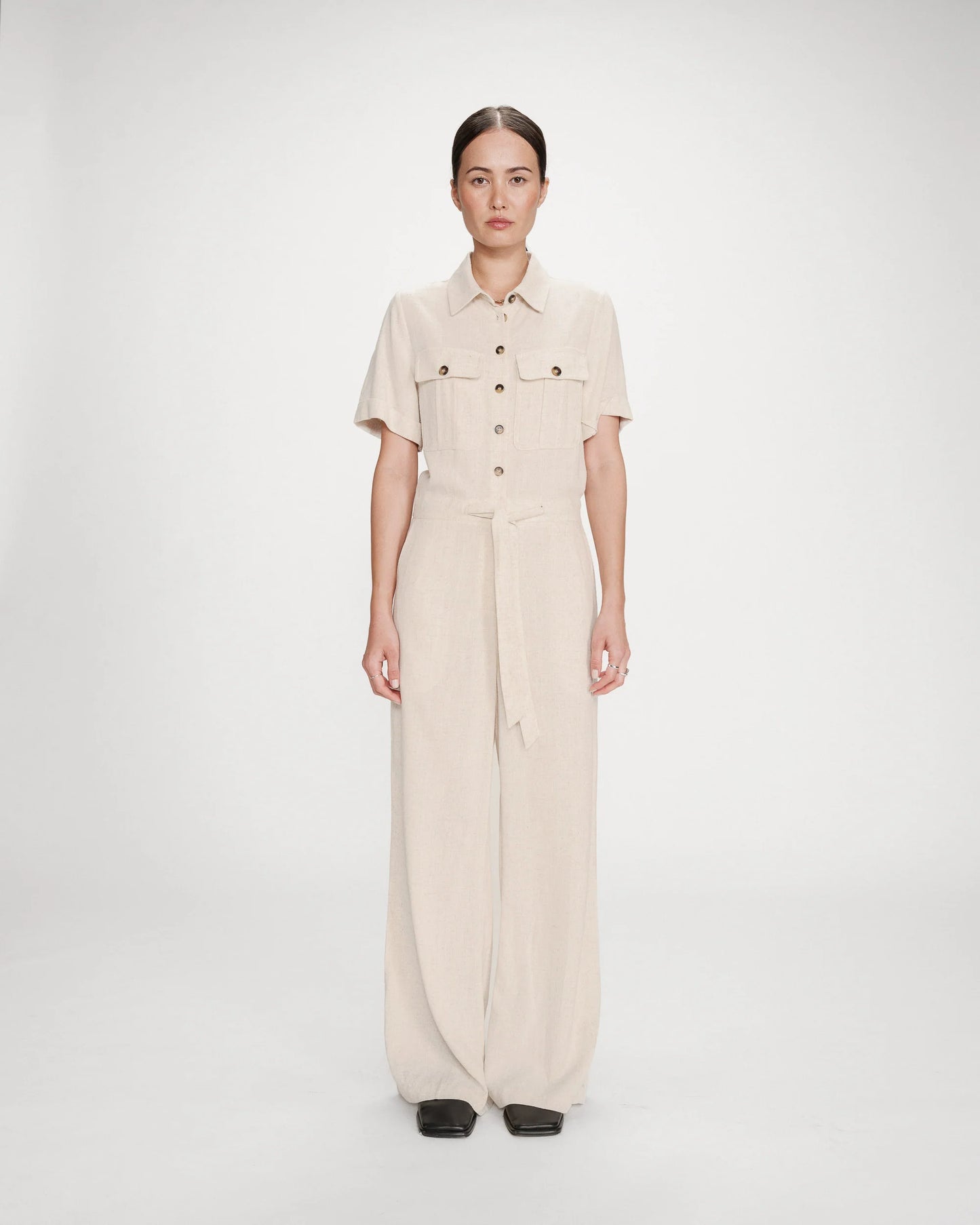 Oatmeal Wide Leg Jumpsuit - Oatmeal