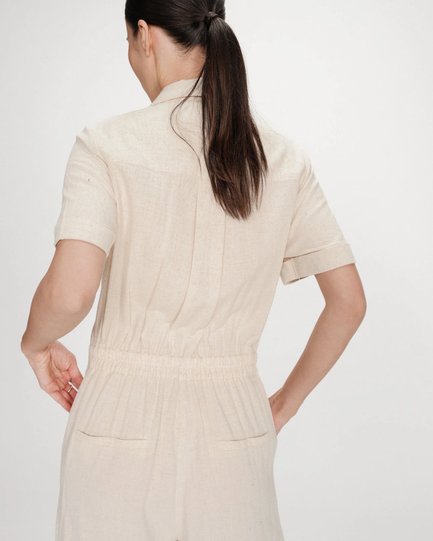 Oatmeal Wide Leg Jumpsuit - Oatmeal