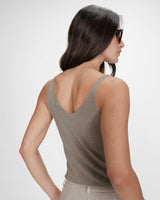 Metallic Knitted V-Neck Vest Top - Rose Gold or Khaki