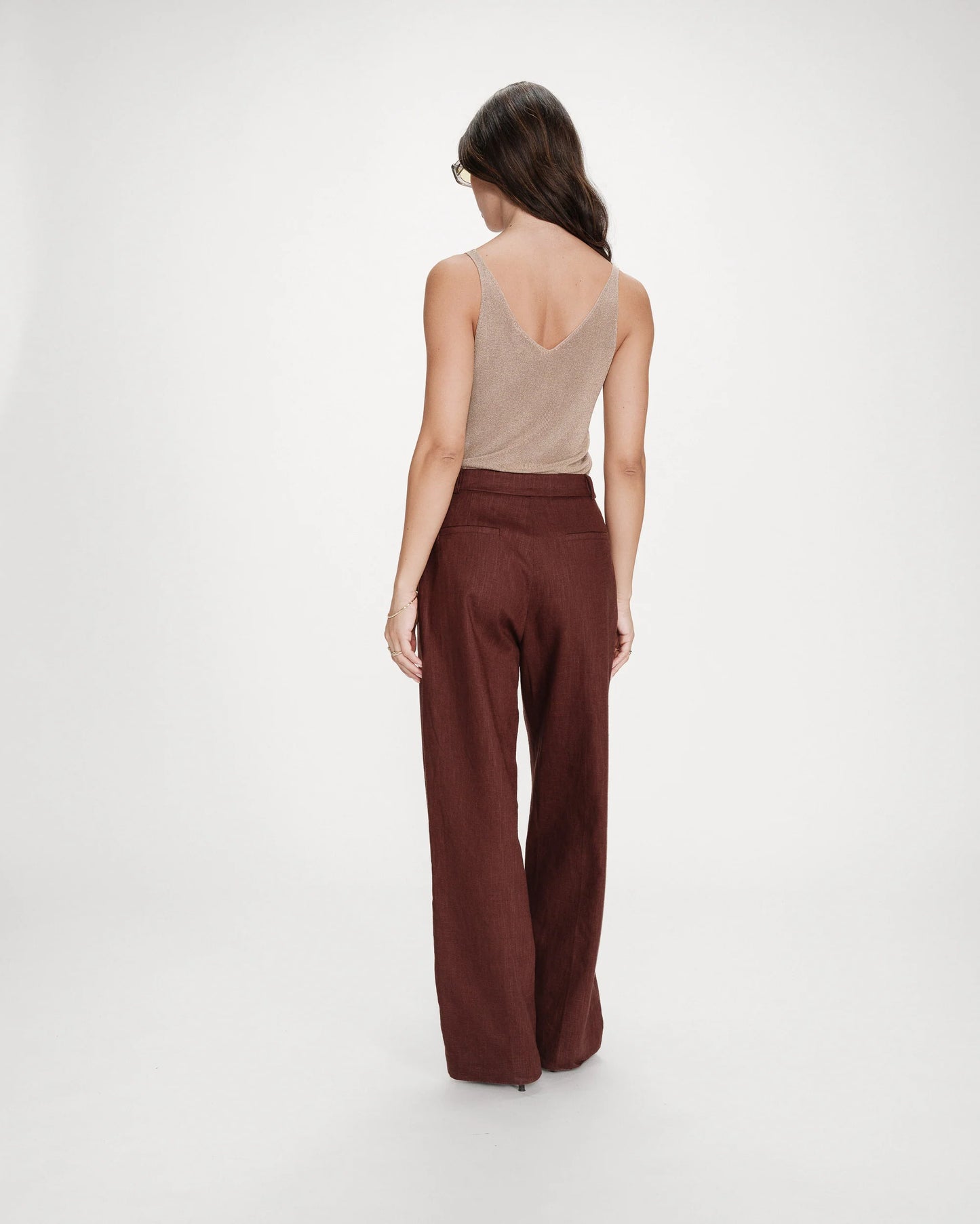 Metallic Knitted V-Neck Vest Top - Rose Gold or Khaki