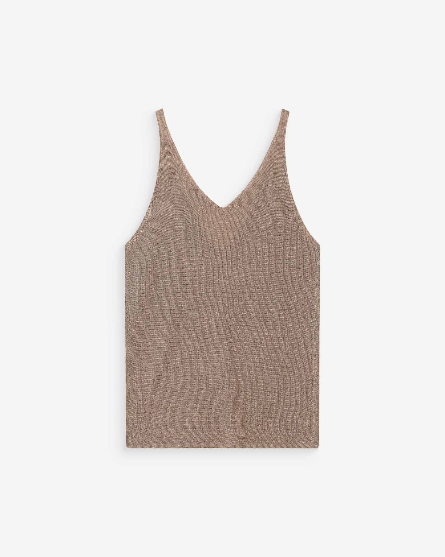 Metallic Knitted V-Neck Vest Top - Rose Gold or Khaki