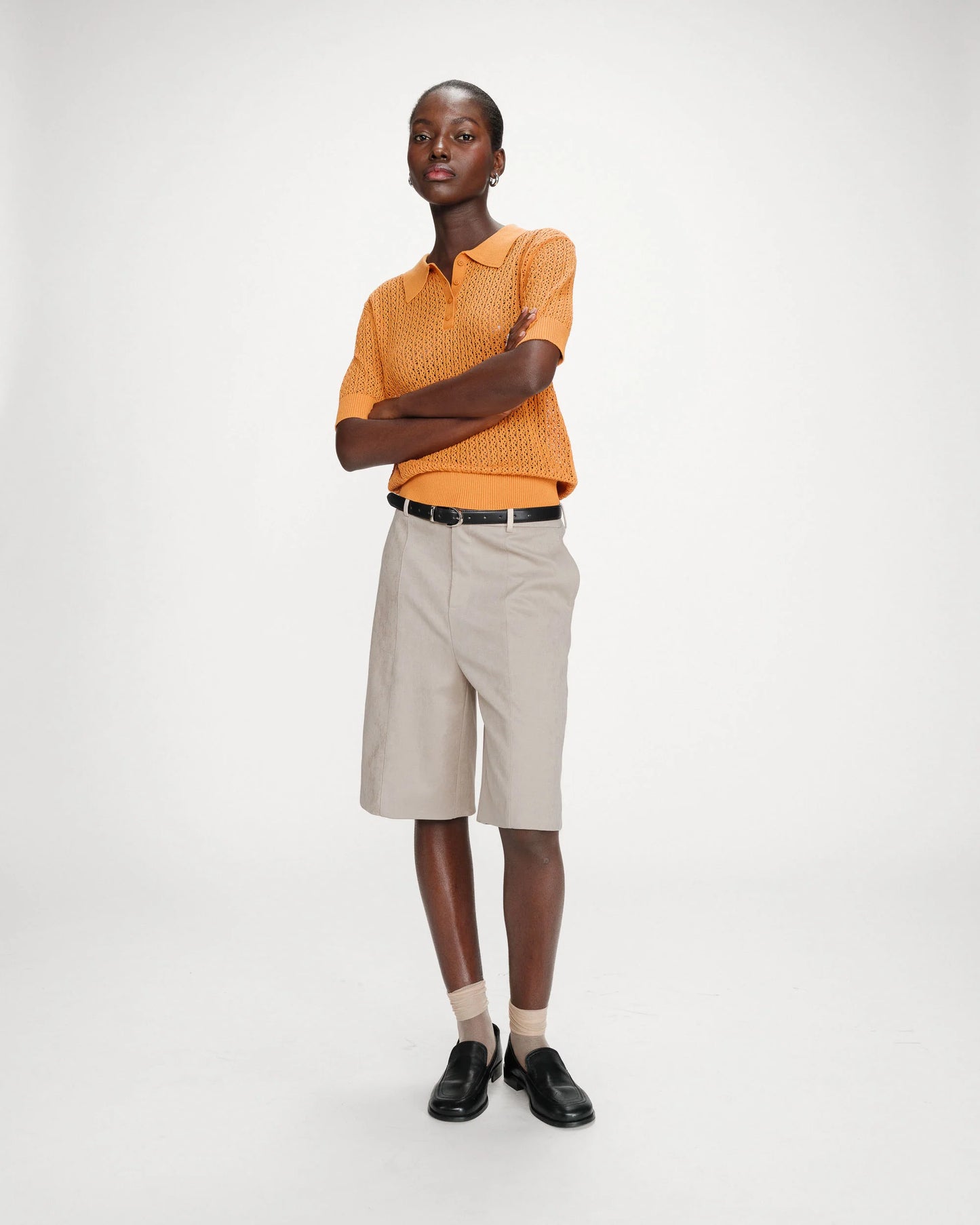 Orange Fine Knit Cotton Mix Polo Shirt