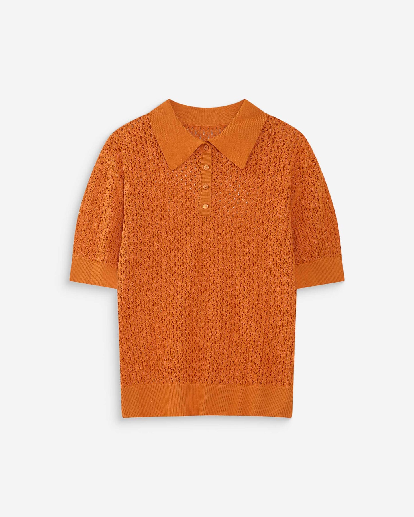 Orange Fine Knit Cotton Mix Polo Shirt