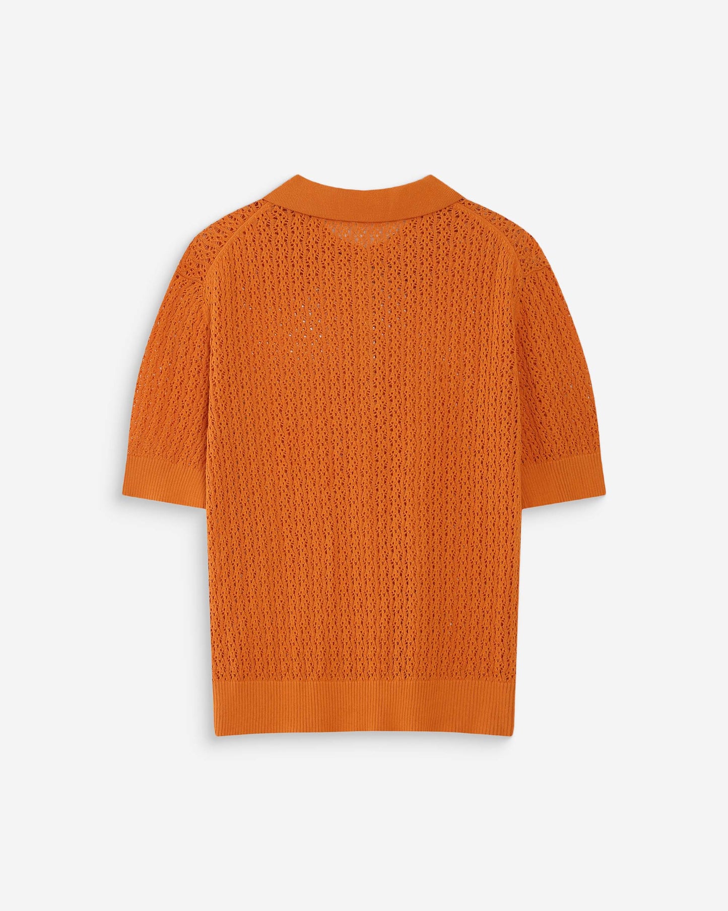 Orange Fine Knit Cotton Mix Polo Shirt