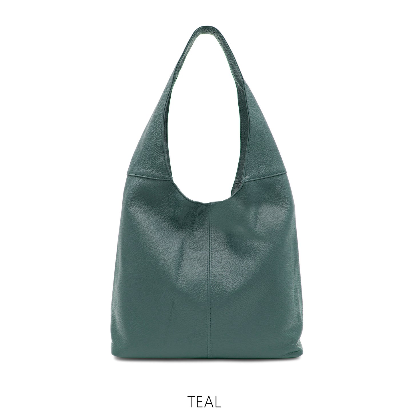 Leather Plain Hobo Bag - Teal