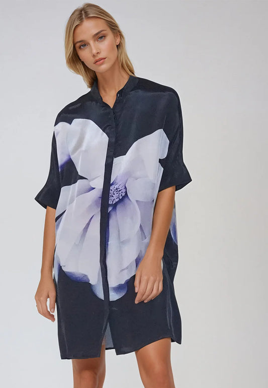 Vegan Silk Blue & Lilac Tunic
