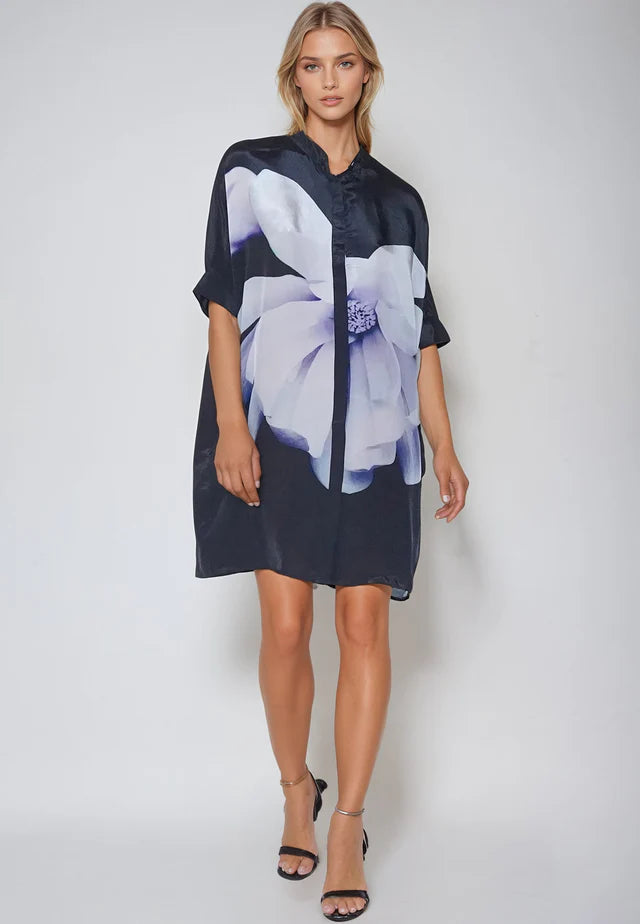 Vegan Silk Blue & Lilac Tunic