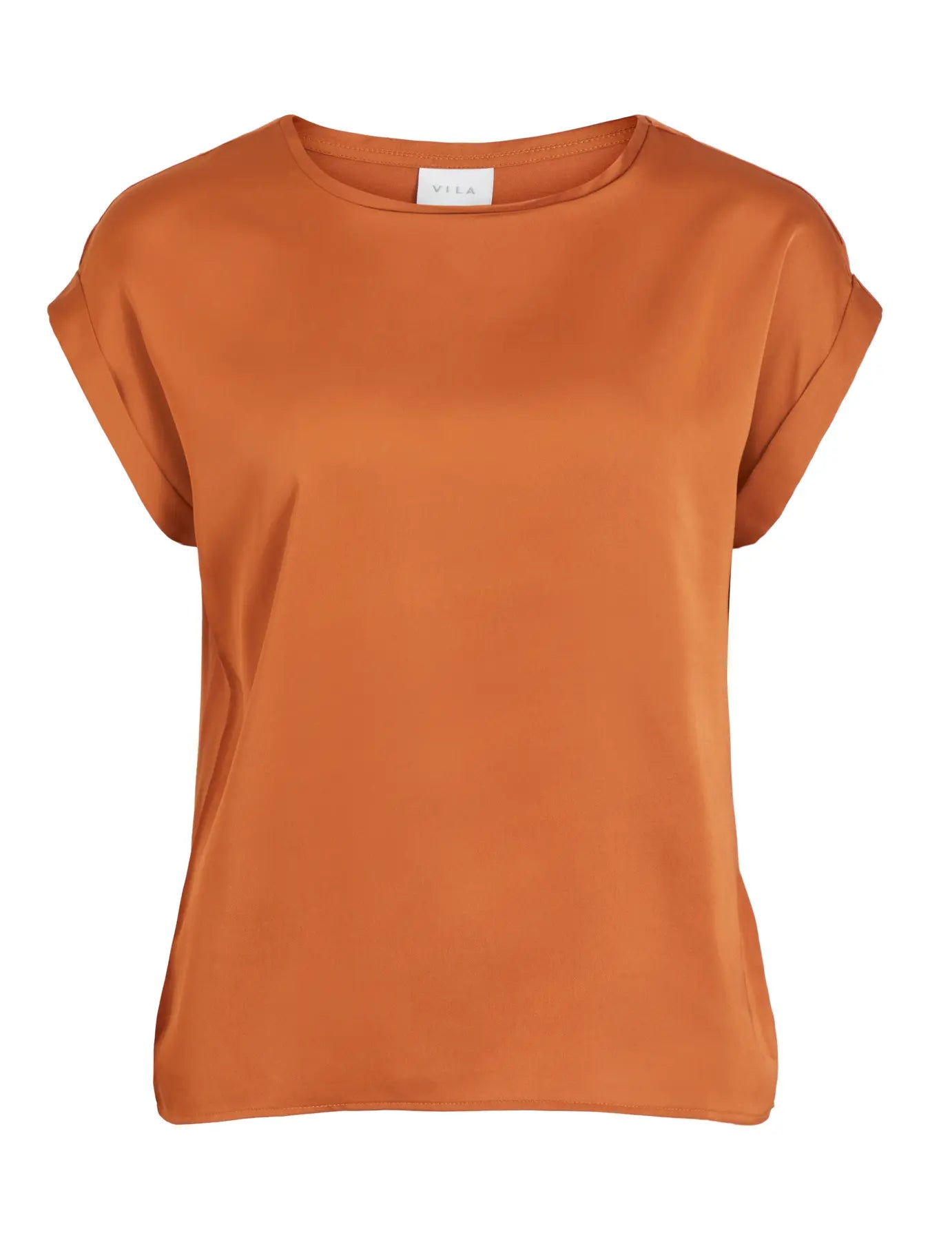 Satin Short Sleeve Top - Rust