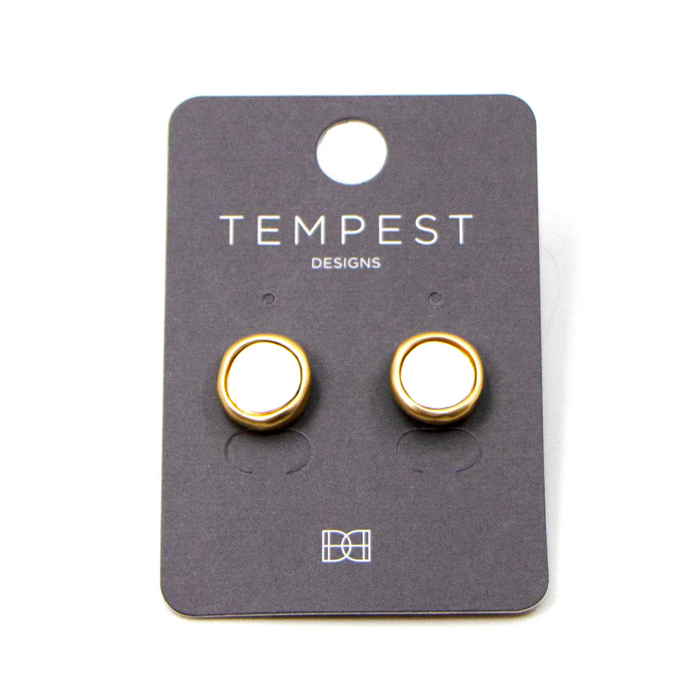 Gold Coloured Circle Stud Earrings With Silver Insert