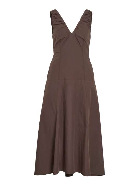 Chocolate V Neck Sleeveless Maxi Dress