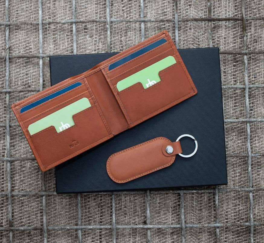 Luxury Travel Gift Set - Wallet & Keyring - Black or Brown